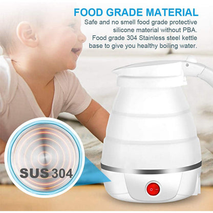 600ML Foldable Kettle - Food Grade Silicone Material, Electrical Operated - Trendy Crate Pk