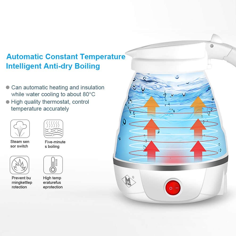 600ML Foldable Kettle - Food Grade Silicone Material, Electrical Operated - Trendy Crate Pk