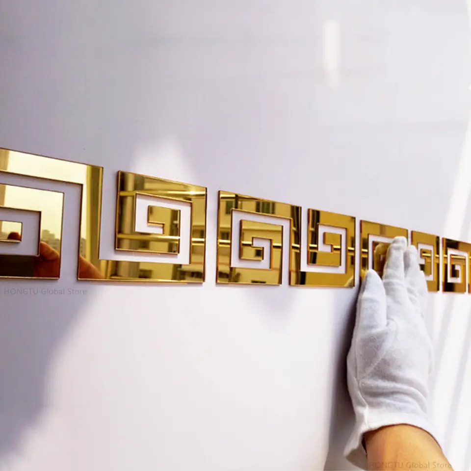 Versace – 10Pc Acrylic with Adhesive Wall Decor Sticker Mirror for Living Room Bedroom Edge Strip Corner Line Wall Decor Home Office Decor - Trendy Crate Pk