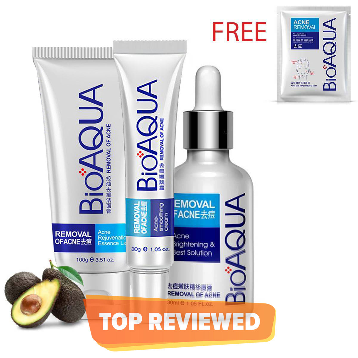 BIOAQUA Skin Care Acne Face Treatment 4 in 1 Acne Series (With Free Sheet Mask) - Trendy Crate Pk