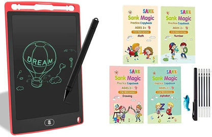 8.5 Inch LCD Writing Tablet with Reusable Magic Book 4Magic Books 1Magic Pen 10Refills 1Grip - Trendy Crate Pk