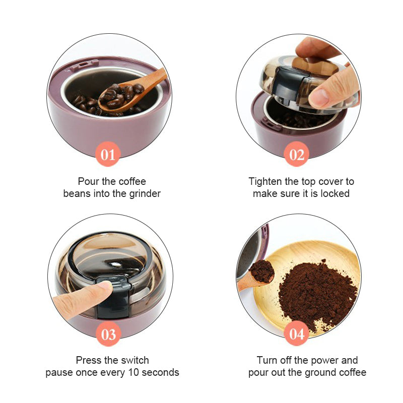 Mini Electric Coffee Grinder Powerful Cafe Grass Nuts Herbs Grains Pepper Tobacco Spice Flour Mill Coffee Beans Grinder Machine - Trendy Crate Pk