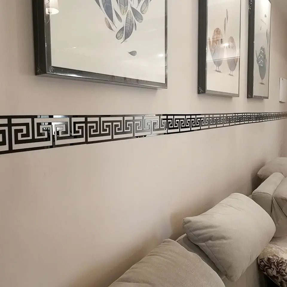 Versace – 10Pc Acrylic with Adhesive Wall Decor Sticker Mirror for Living Room Bedroom Edge Strip Corner Line Wall Decor Home Office Decor - Trendy Crate Pk