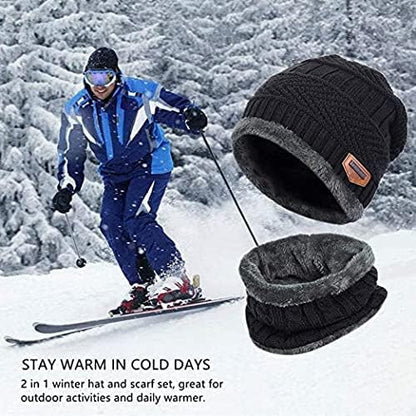 2 Pcs Unisex Beanie Hat & Scarf Set For Winter - Trendy Crate Pk