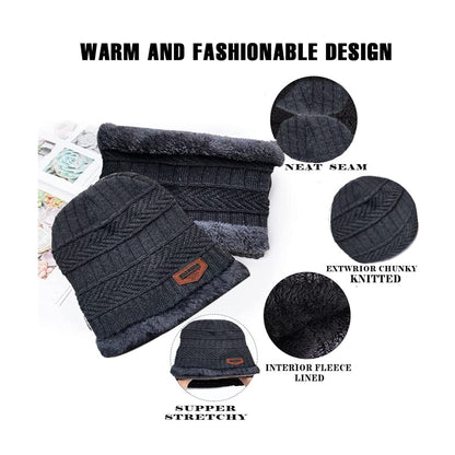 2 Pcs Unisex Beanie Hat & Scarf Set For Winter - Trendy Crate Pk