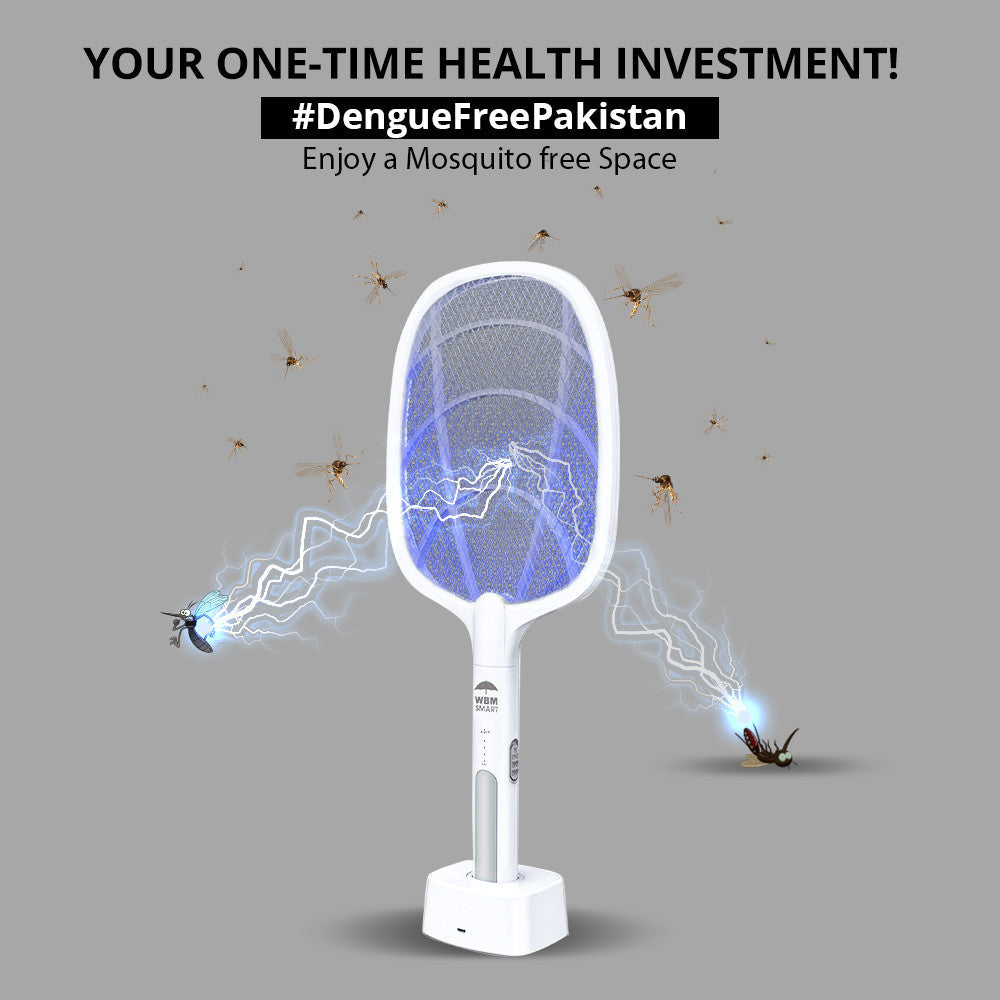 WBM Mosquito Killer Racket, 2 in 1 Rechargeable Mosquito Lamp With LED Light & Charging Stand - Trendy Crate Pk