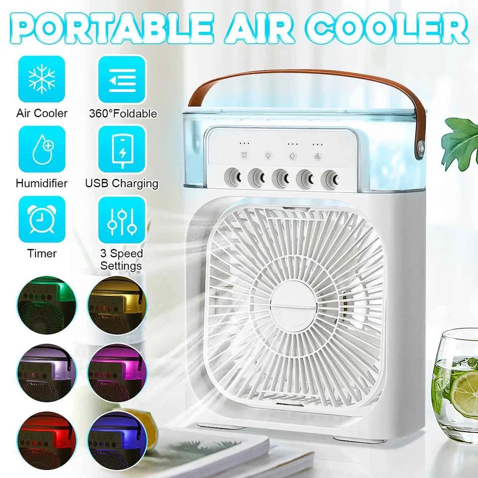 Portable Air Conditioner Fan, Mini Evaporative Air Cooler with 7 Colors LED Light, - Trendy Crate Pk