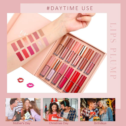 12-Piece Matte Liquid Lipstick & High Shine Lip Gloss Set – Waterproof, Long-Lasting - Trendy Crate Pk