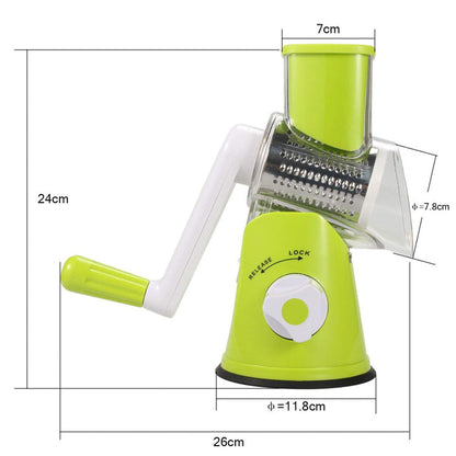 Manual Rotary Vegetable Slicer Cutter Cheese Grater Chopper with 3 Sharp Stainless Steel Drums - Trendy Crate Pk