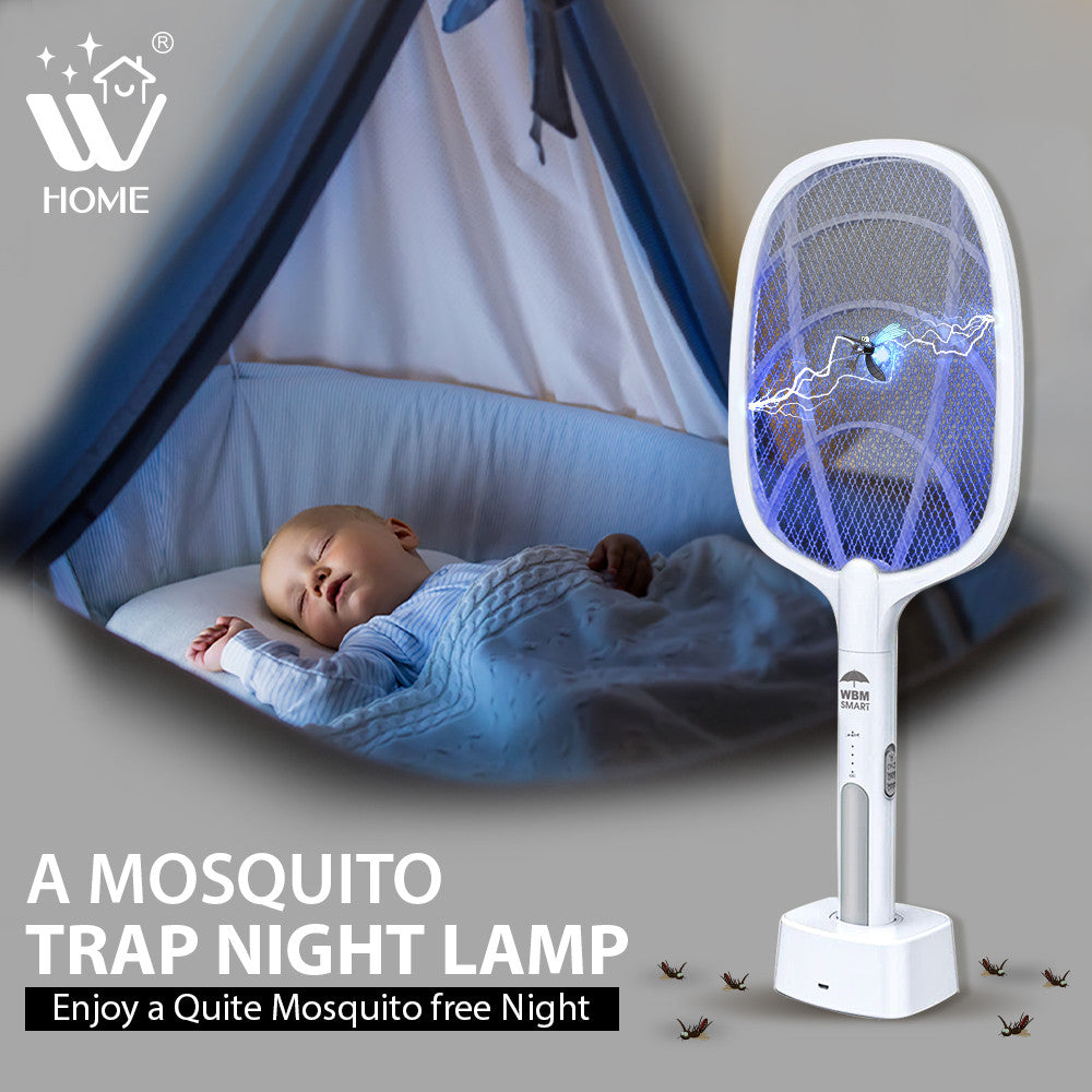 WBM Mosquito Killer Racket, 2 in 1 Rechargeable Mosquito Lamp With LED Light & Charging Stand - Trendy Crate Pk