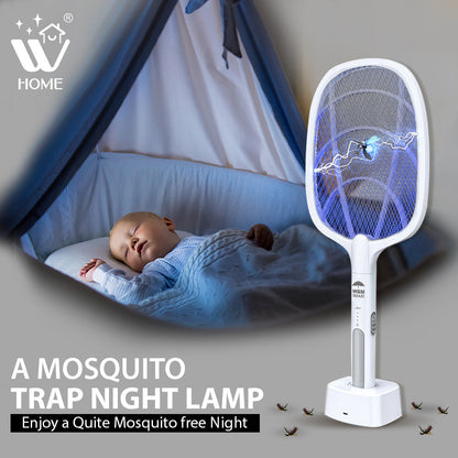 WBM Mosquito Killer Racket, 2 in 1 Rechargeable Mosquito Lamp With LED Light & Charging Stand - Trendy Crate Pk