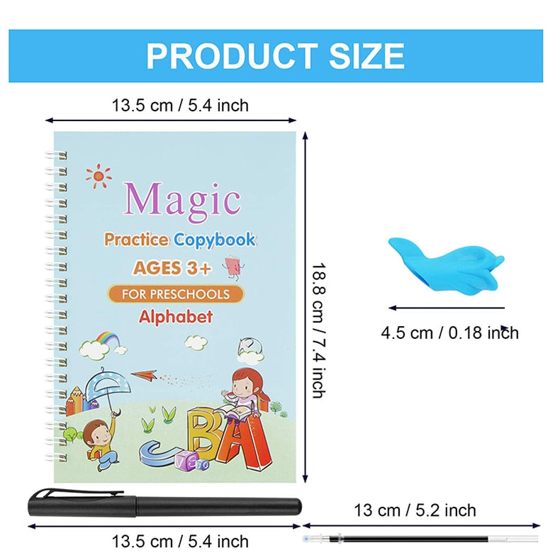 Magic Practice Copybook 4Books+Magic Pen &10 INK Refill Book for Montessori Children - Trendy Crate Pk