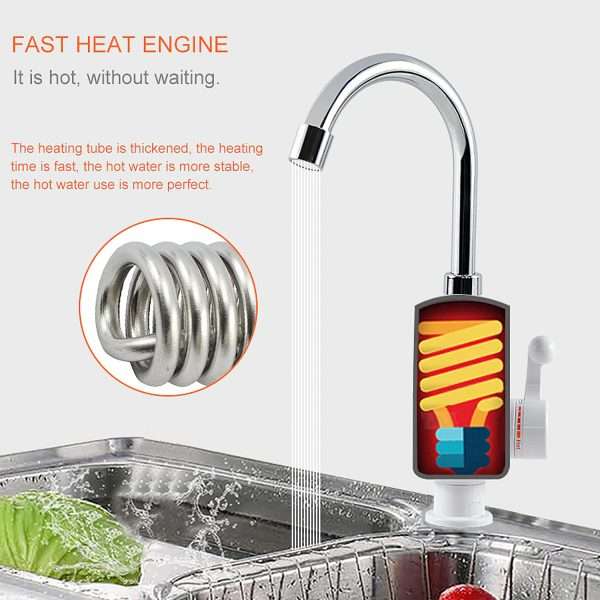 Instant Electric water heater Tap With LED Display Hot Water Hot Gayser Kitchen Batroom Multi Purpose Water Geyser - Trendy Crate Pk