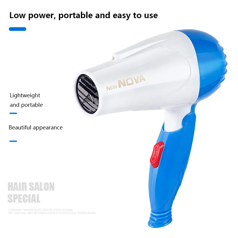 Nova Mini Hair Dryer Salon Dryer 2 Gear 220V Strong Wind Hot For Hair Dryer Professional Hairdressing Comb MIni Portable Power Hair Styler - Trendy Crate Pk