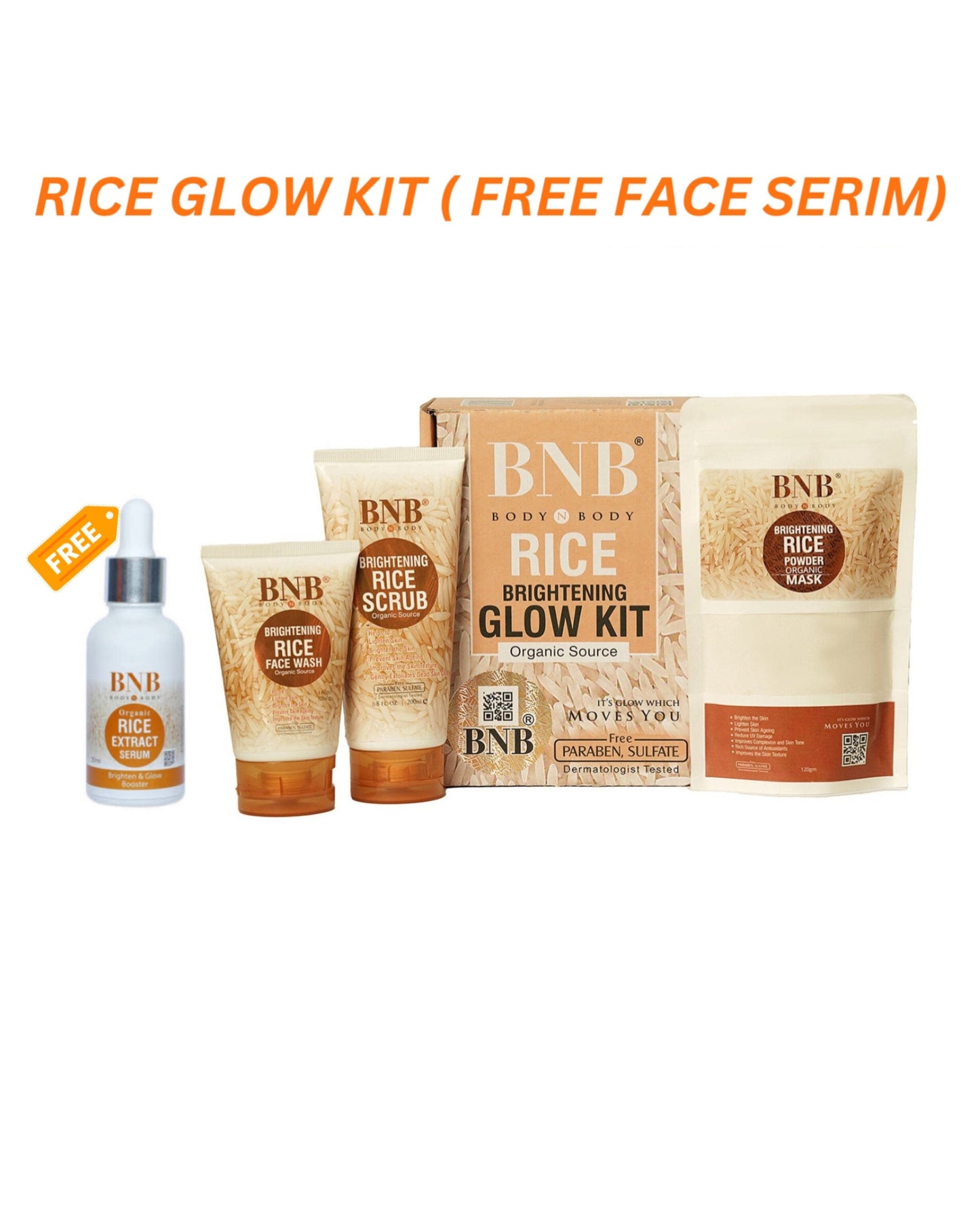 Original Rice Extract Bright & Glow Kit ( Rice Face Seurm - Trendy Crate Pk