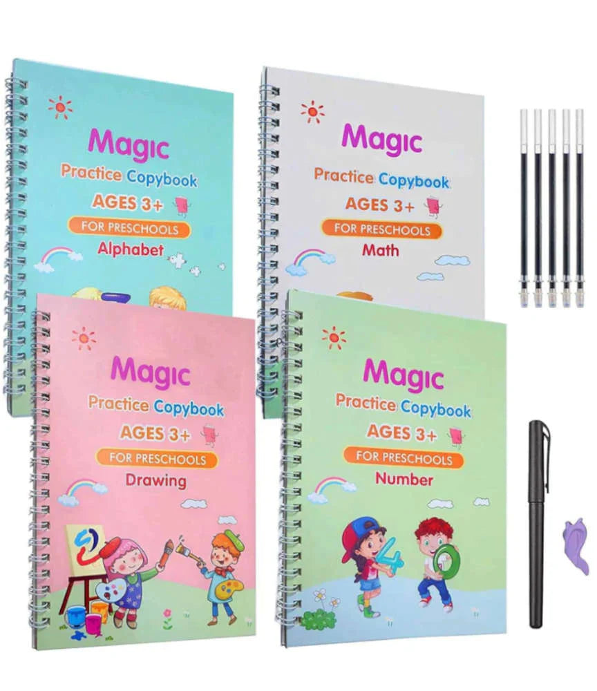 8.5 Inch LCD Writing Tablet with Reusable Magic Book 4Magic Books 1Magic Pen 10Refills 1Grip - Trendy Crate Pk