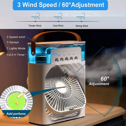 Portable Air Conditioner Fan, Mini Evaporative Air Cooler with 7 Colors LED Light, - Trendy Crate Pk