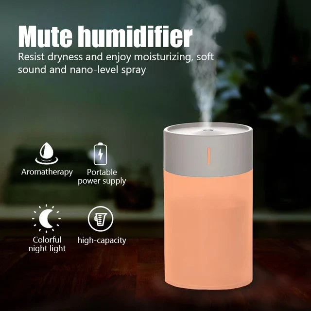 Mini Humidifier With Colorful Night Light USB Powered Humidifiers - Trendy Crate Pk