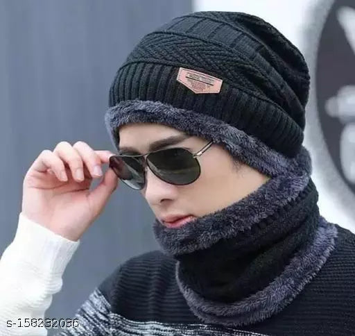 2 Pcs Unisex Beanie Hat & Scarf Set For Winter - Trendy Crate Pk