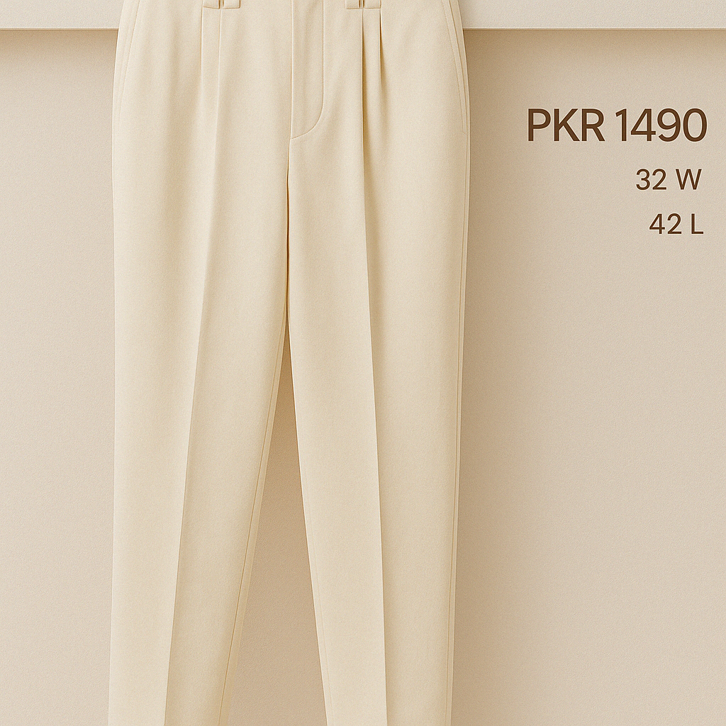 Premium Thrifted Cream Dress Pants - Trendy Crate Pk