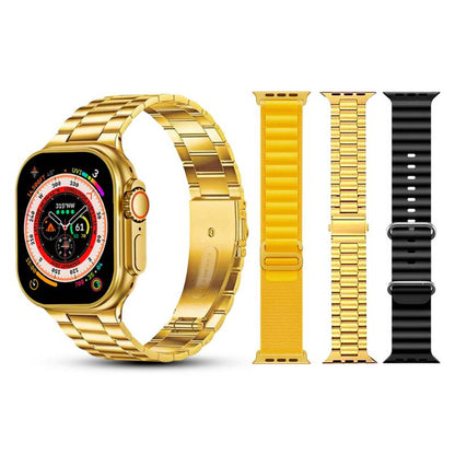 G9 Ultra Pro Smartwatch Golden Edition With Gesture Feature 90Hz Display With 3 Straps Ultra Smart Watch - Trendy Crate Pk