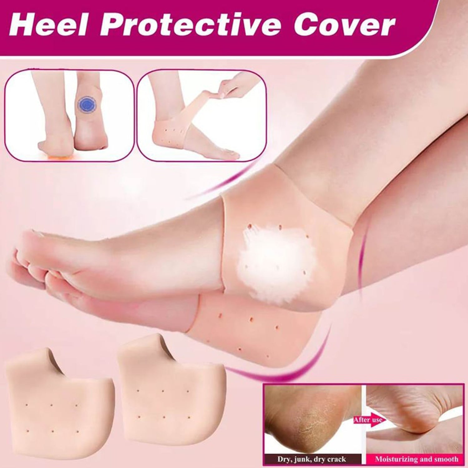 Silicon heel pad Pain-relieving Silicone Heel Socks Silicone Gel Heel Pad Socks - Trendy Crate Pk