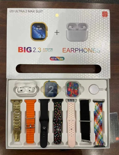 I20 ULTRA MAX SUIT 10 IN 1 SMART WATCH + EARPHONES - Trendy Crate Pk