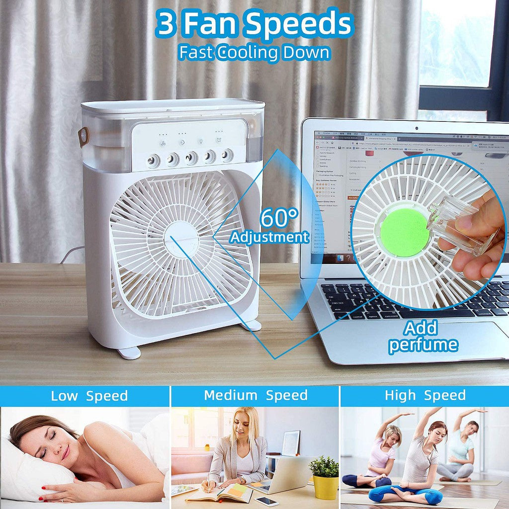 Portable Air Conditioner Fan, Mini Evaporative Air Cooler with 7 Colors LED Light, - Trendy Crate Pk