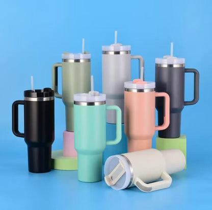 Stainless Steel 1200.ML. Tumbler with Straw and Handle - Trendy Crate Pk