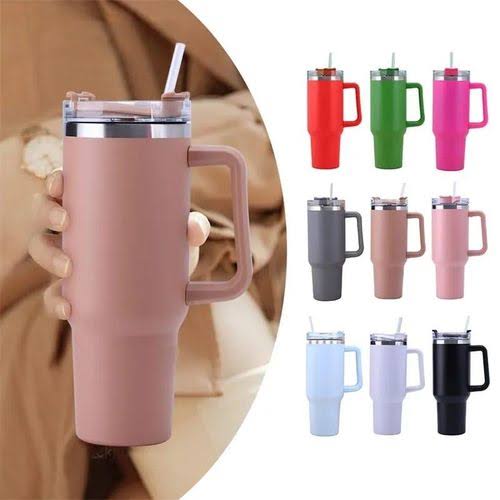 Stainless Steel 1200.ML. Tumbler with Straw and Handle - Trendy Crate Pk