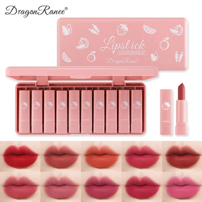 Dragon Ranee Vigor Make Up Matte Lipstick 10Pcs Set - Trendy Crate Pk
