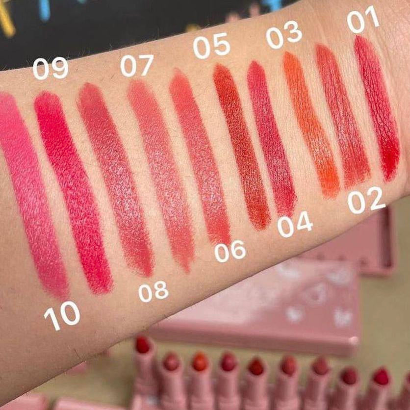 Dragon Ranee Vigor Make Up Matte Lipstick 10Pcs Set - Trendy Crate Pk