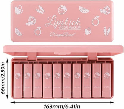 Dragon Ranee Vigor Make Up Matte Lipstick 10Pcs Set - Trendy Crate Pk
