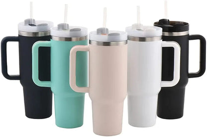 Stainless Steel 1200.ML. Tumbler with Straw and Handle - Trendy Crate Pk