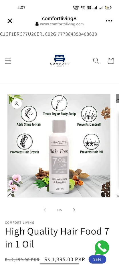 Hair Deal Havelyn Hair food Oil + Havelyn Shampoo - Trendy Crate Pk