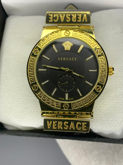 VERSACE WHITE DIAL & GOLD BROWN LEATHER WATCH - Trendy Crate Pk