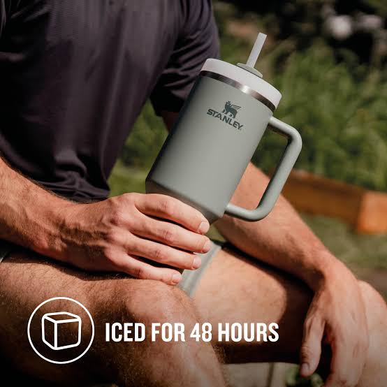 Stainless Steel 1200.ML. Tumbler with Straw and Handle - Trendy Crate Pk