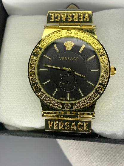 VERSACE WHITE DIAL & GOLD BROWN LEATHER WATCH - Trendy Crate Pk