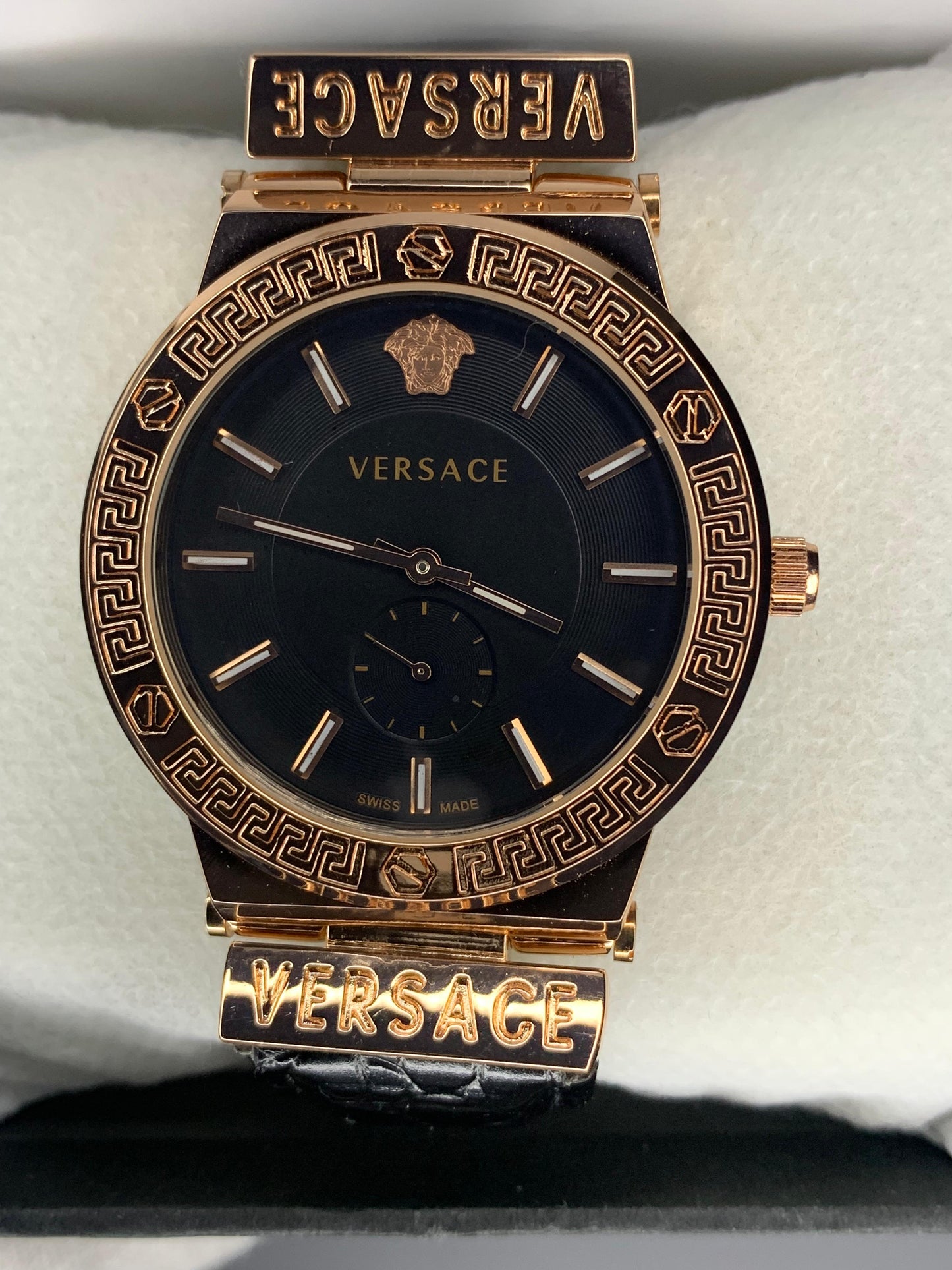 VERSACE WHITE DIAL & GOLD BROWN LEATHER WATCH - Trendy Crate Pk