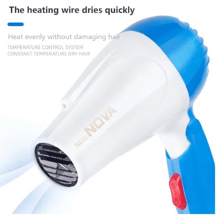 Nova Mini Hair Dryer Salon Dryer 2 Gear 220V Strong Wind Hot For Hair Dryer Professional Hairdressing Comb MIni Portable Power Hair Styler - Trendy Crate Pk