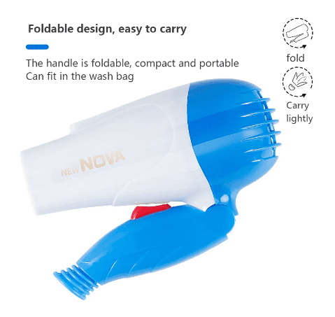 Nova Mini Hair Dryer Salon Dryer 2 Gear 220V Strong Wind Hot For Hair Dryer Professional Hairdressing Comb MIni Portable Power Hair Styler - Trendy Crate Pk